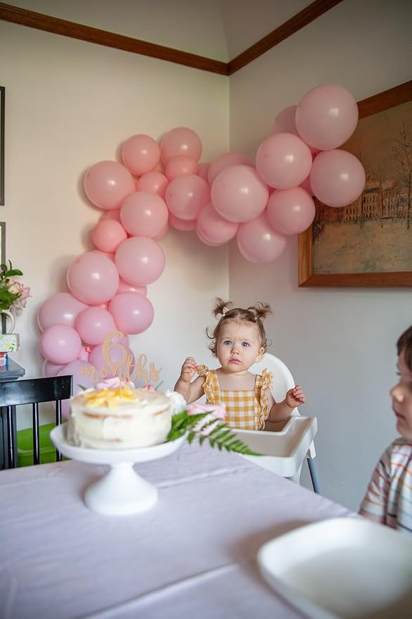 6 Months Cake Topper - Golden Glitter 1/2 Birthday Cake Decorations, Perfect for Baby Shower/Gender Reveal Party/Baby Party Photo Booth Props (Rose Gold)