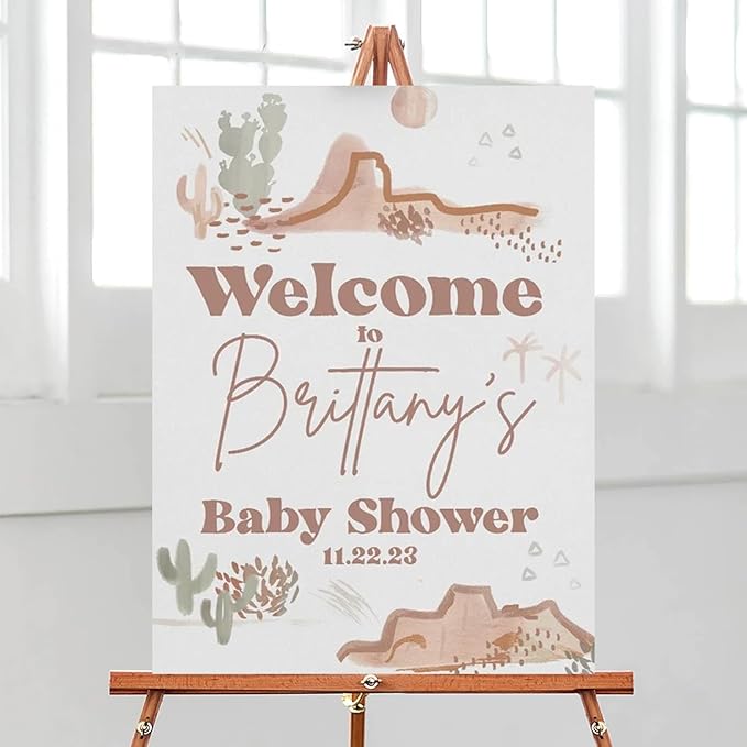 Baby Shower Welcome Sign - Personalized, Boho Desert Theme, Multiple Size