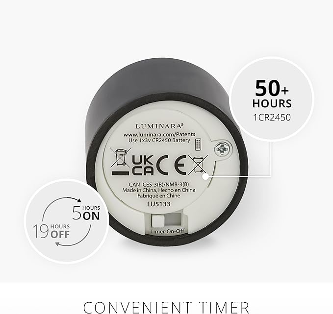 Luminara Set of 2 Moving Flame Flameless Tealight (1.4" x 2") Battery Operated Plastic LED Tea Light - Smooth Matte Finish- Black