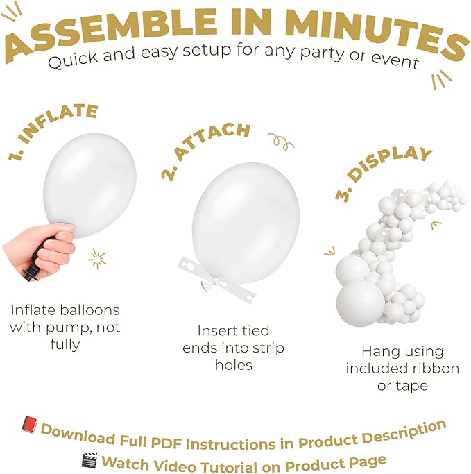 Balloon Garland Arch Kit – 146 Pcs Metallic Gold Balloons for Baby Shower, Birthday, Gender Reveal, Wedding Party – DIY Kit by Vellax™