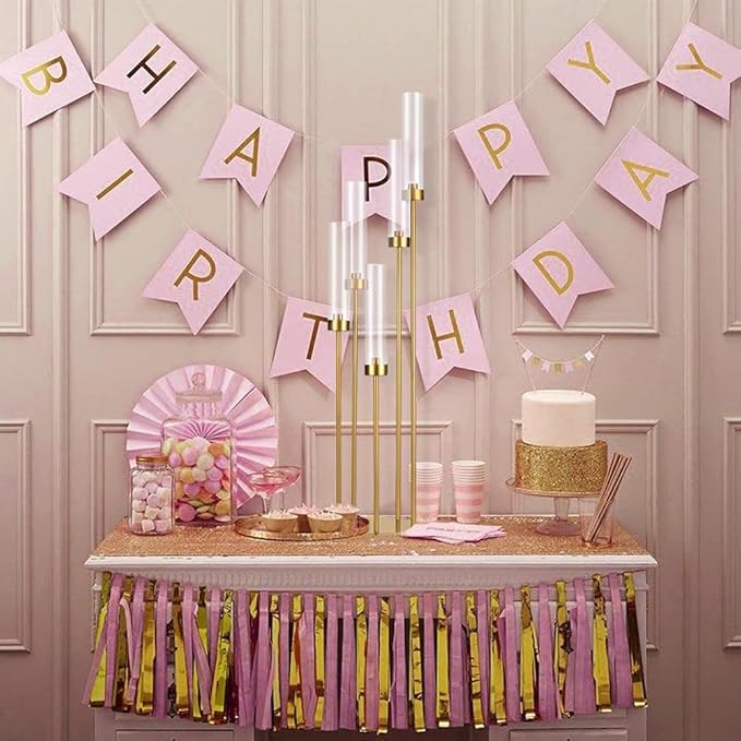 2PCS Gold Floor Candelabra,5 Arm Candle Holder Tall Floor Candle Holder with Acrylic Lampshade for Wedding Table Birthday Party Home Decoration Fit LED Taper Candles