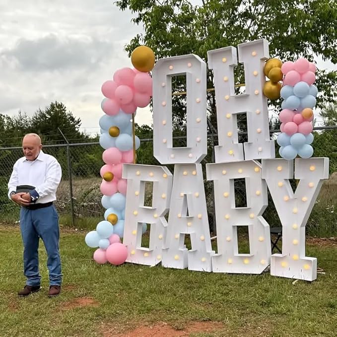 6 Sets, OHBABY Letter Light, 4FT, Suitable for Baby Party, Baby Shower, Birthday and Other Multi Scene Applications, with Light Strings, Christmas, Halloween Decorations