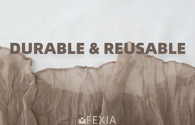 FEXIA 6 Pack Nude Table Runner 35x120 Inches for Gauze Table Runner for Bridal Shower Wedding Party First Communion Centerpiece Engagement Boho Table Decoration