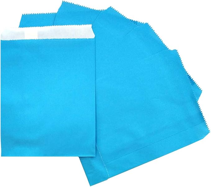 AZOWA Candy Buffet Bags Blue Color 6 x 9 In Large Paper Treat Bags Pack of 100
