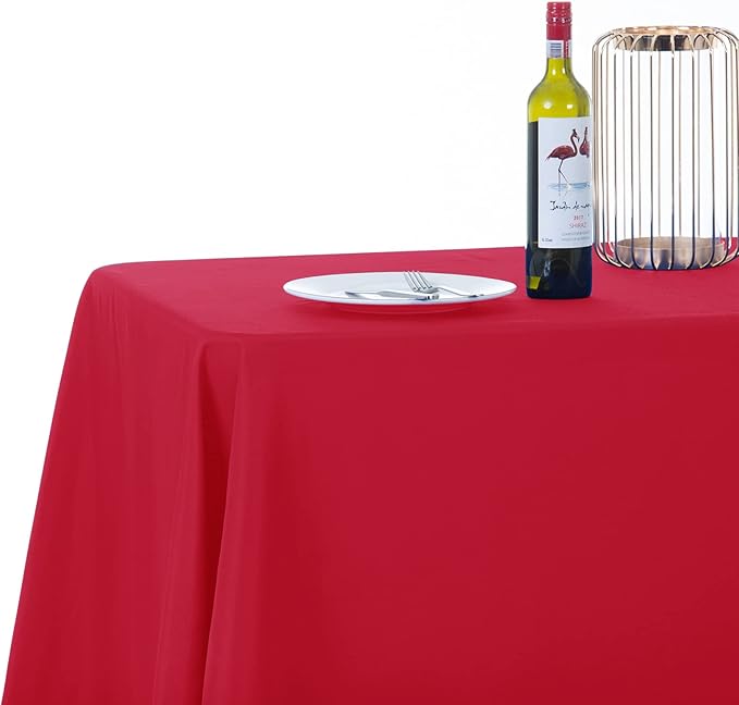 Ascoza 2pack 90x156 Inch Red Rectangular Tablecloth 8 Feet Table Cloth in Polyester Fabric for Wedding/Banquet/Restaurant/Parties