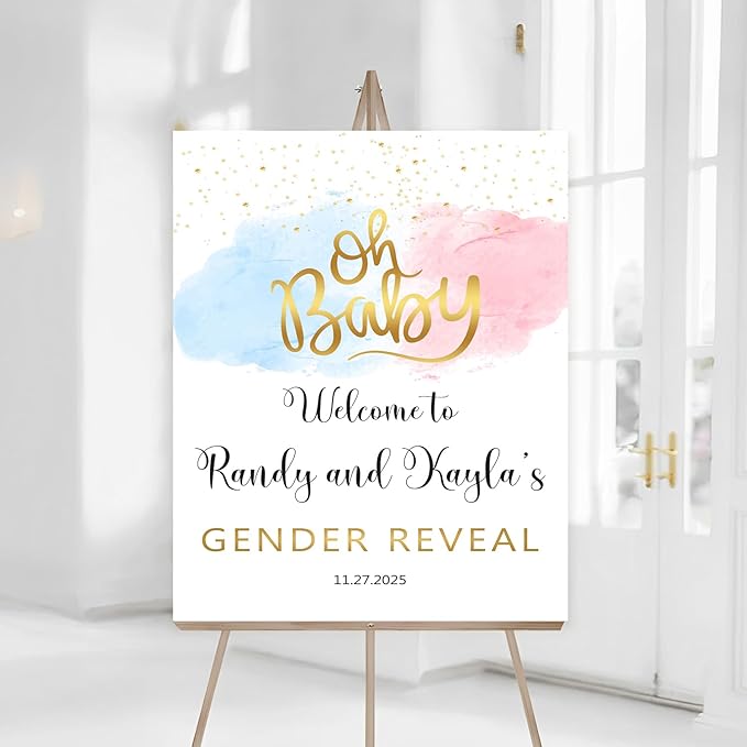 Welcome Gender Reveal Sign With Stand, Gender Reveal Sign, Boy Or Girl Gender Reveal Sign, Yard Boy Or Girl, Gold Star Gender Reveal Theme, Oh Baby Sign For Gender Reveal