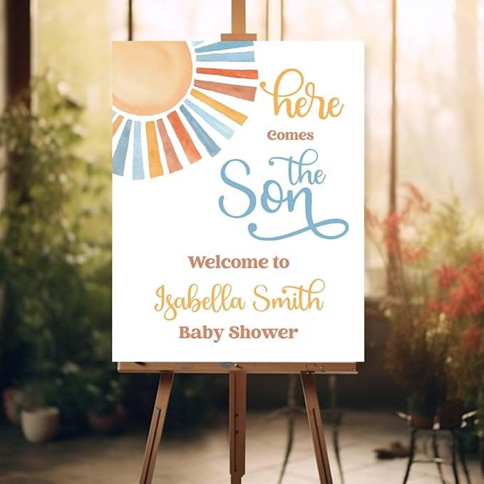 Sun Welcome Sign Baby Shower Welcome Sign, Baby Shower Sign, Welcome to Baby Shower Sign Personalized, Welcome Sign for Baby Shower, Baby Shower Welcome Sign with Stand, Custom Baby Shower Sign