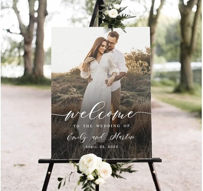 Personalized Wedding Welcome Sign With Photo, Welcome To Our Wedding Sign, Wedding Sign Board, Welcome Sign For Wedding, Wedding Yard Sign, Welcome To The Wedding Sign #1