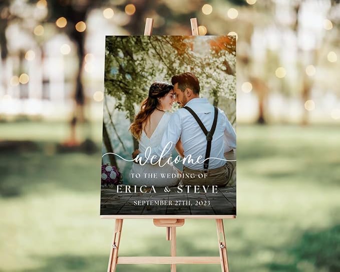 Personalized Wedding Welcome Sign With Photo, Welcome To Our Wedding Sign, Wedding Sign Board, Welcome Sign For Wedding, Wedding Yard Sign, Welcome To The Wedding Sign #4