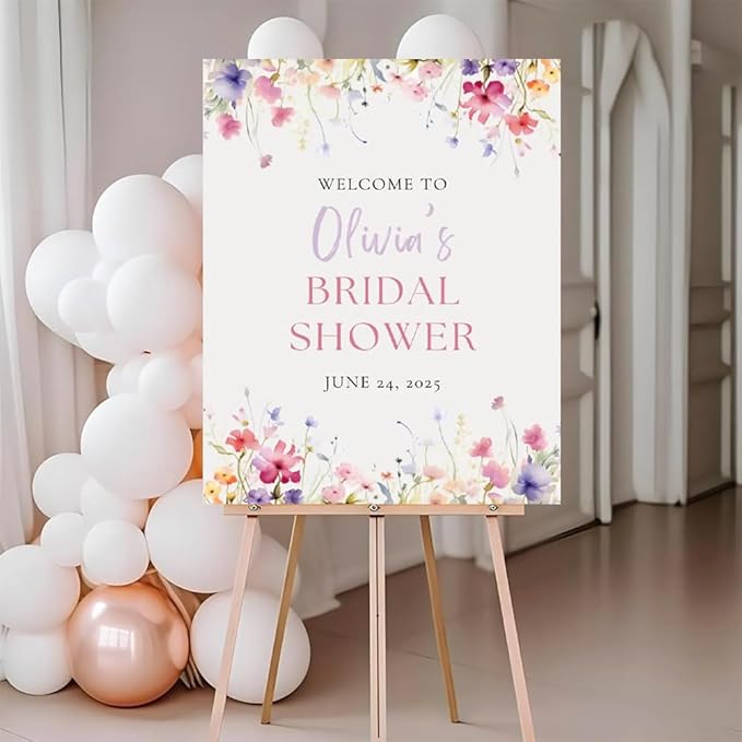 Wildflower Bridal Shower Welcome Sign, Pink Floral Bridal Welcome Sign Printable Wildflower Sign