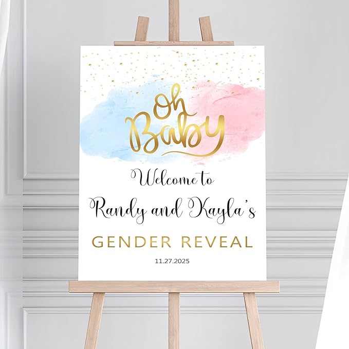 Welcome Gender Reveal Sign With Stand, Gender Reveal Sign, Boy Or Girl Gender Reveal Sign, Yard Boy Or Girl, Gold Star Gender Reveal Theme, Oh Baby Sign For Gender Reveal