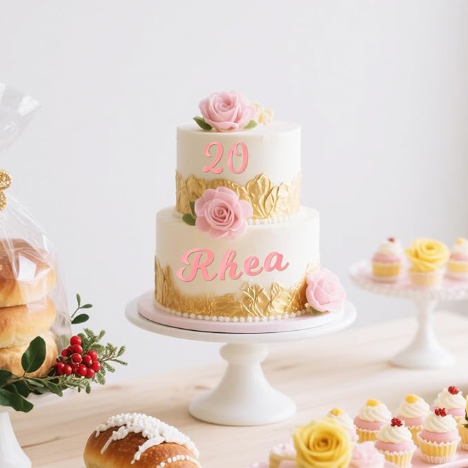 126 PCS Custom Name Cake Topper Acrylic Letters DIY Personalized A-Z & 0-9 Number Alphabet Cake Decoration For Wedding Anniversary Baby Shower Party Birthday Supplies (Rose Gold)