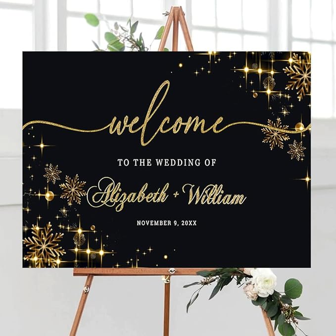 Personalized Christmas Wedding Welcome Sign, Holiday Welcome Sign, Tis the Season to be Married Sign, Winter Wedding Sign, Winter Wedding Decor, Custom Christmas Wedding Sign #15