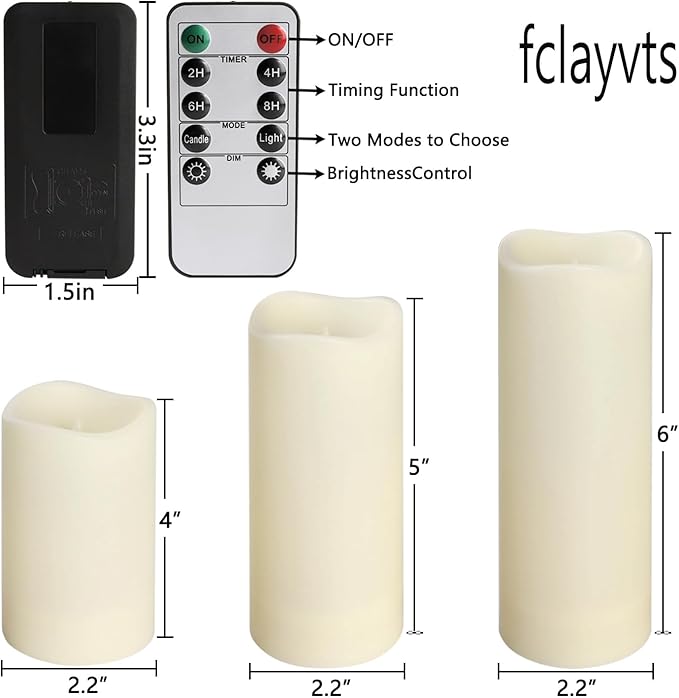 24-Pack LED Flameless Candles with Remote Control -Flickering Electric Candles- Timer Candles -3D Flame, for Halloween Christmas Parties,Wedding,Home,Gift and Special Occasions(Three Sizes)