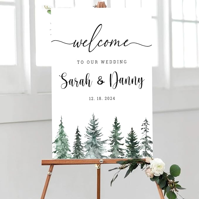 Personalized Christmas Wedding Welcome Sign, Holiday Welcome Sign, Tis the Season to be Married Sign, Winter Wedding Sign, Winter Wedding Decor, Custom Christmas Wedding Sign #18