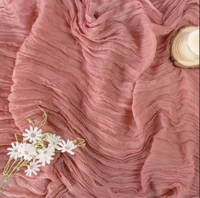 FEXIA 10 Pack Rose Pink Table Runner 35x120 Inches for Baby Shower Decoration Spring Easter Table Runner for Wedding Party First Communion Centerpiece Engagement Bridal Shower Boho Decoration