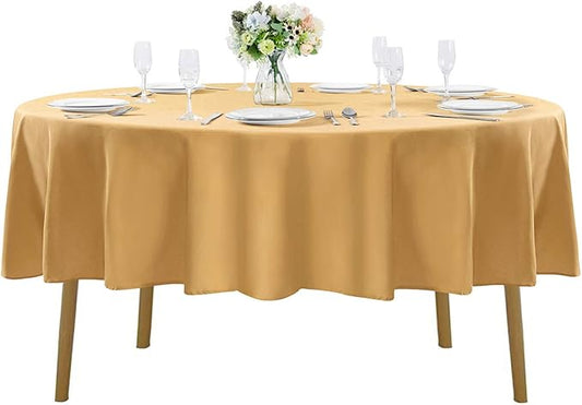 Cupuamon 60 inch Round Tablecloth Washable Polyester Table Cloth Decorative Table Cover for Wedding Party Dining Banquet（60 inch,Gold）