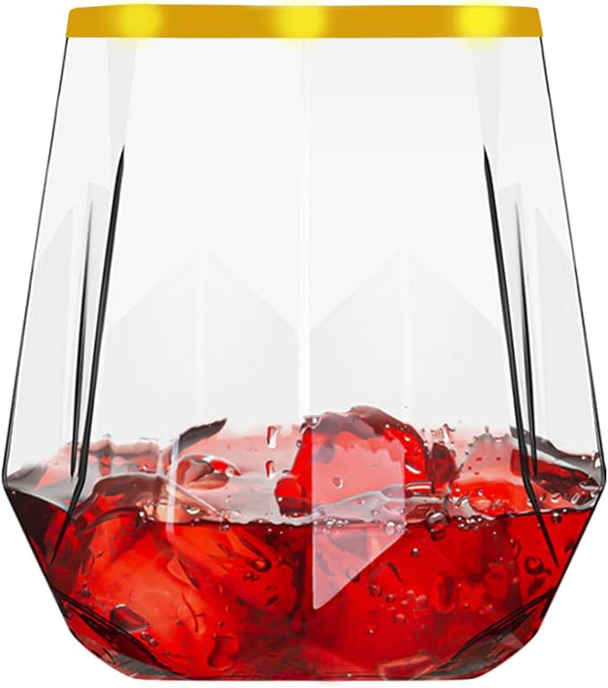 40 Pack Plastic Wine Glasses, 12Oz Origami Disposable Wine Glasses Unbreakable Clear Plastic Cocktail Glasses Recyclable Shatterproof Reusable Wine Cups (12oz-40pack)