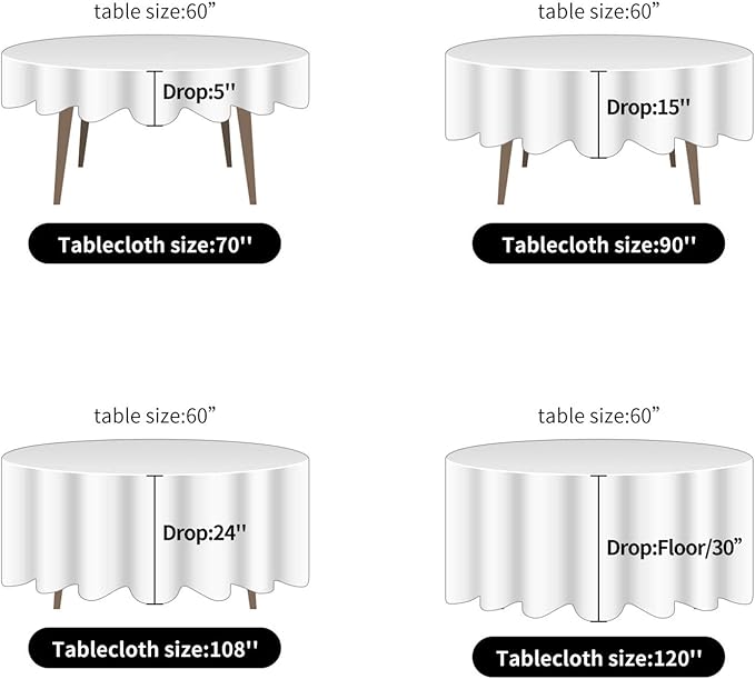 Ascoza 2pack 120 Inch Red Round Tablecloth in Washable Polyester Fabric for Wedding/Banquet/Restaurant/Parties…