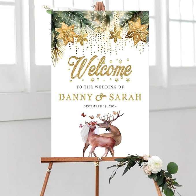 Personalized Christmas Wedding Welcome Sign, Holiday Welcome Sign, Tis the Season to be Married Sign, Winter Wedding Sign, Winter Wedding Decor, Custom Christmas Wedding Sign #20
