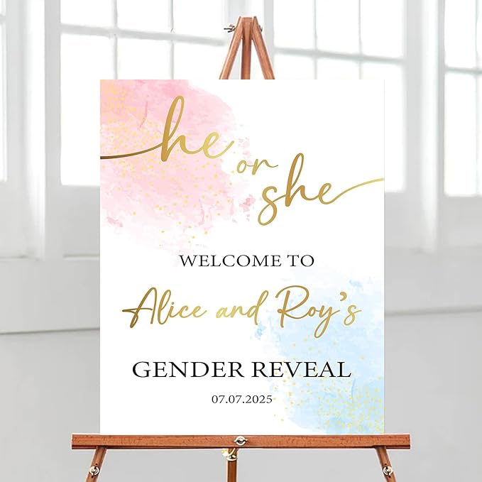 Welcome Gender Reveal Yard Sign, He Or She Sign For Backdrop, Gender Reveal Sign Decoration, Gender Reveal Party Twinkle Little Star, Pink And Blue Gender Reveal Decorations