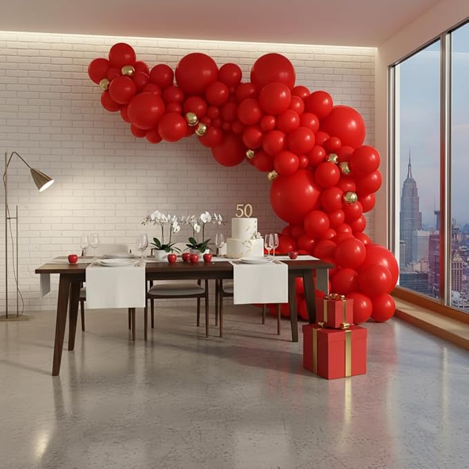 Balloon Garland Arch Kit – 146 Pcs Red Balloons for Baby Shower, Birthday, Gender Reveal, Wedding Party – DIY Kit by Vellax™