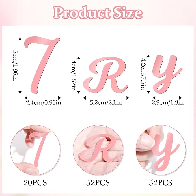 126 PCS Custom Name Cake Topper Acrylic Letters DIY Personalized A-Z & 0-9 Number Alphabet Cake Decoration For Wedding Anniversary Baby Shower Party Birthday Supplies (Rose Gold)