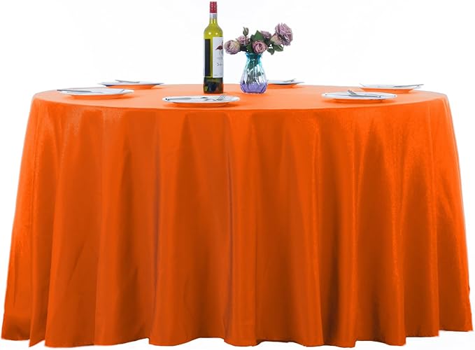 Ascoza 2pack 108 Inch Orange Round Tablecloth in Washable Polyester Fabric for Wedding/Banquet/Restaurant/Parties