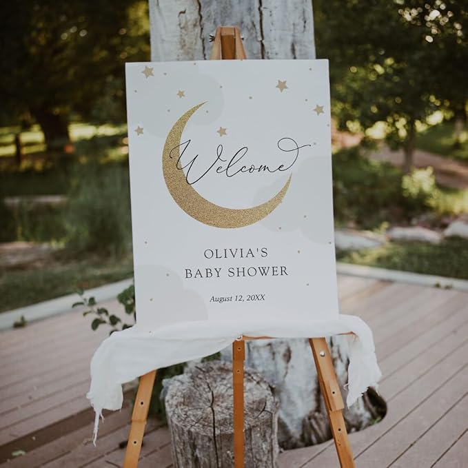 Moon and Stars Baby Shower Welcome Sign, Twinkle Little Star Baby Shower Sign, Baby Shower Welcome Sign, Welcome Sign for Baby Shower, Welcome Baby Shower Sign, Welcome to Baby Shower