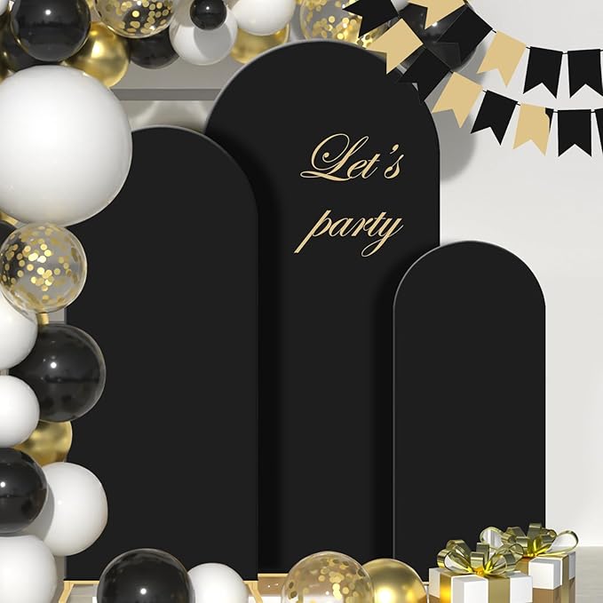 Wedding Arch Backdrop Stand Set of 3, (4, 5, 6) Metal Arch Backdrop Stand with Wedding Arch Cover, Wedding Balloon Arch Backdrop Stand for Birthday, Baby Shower, Anniversary