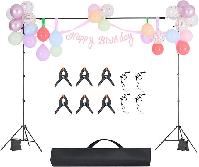 VEVOR Backdrop Stand, 8.5 x 10 ft Adjustable Photo Backdrop Stand Kit, Portable Background with 2 Tripods, Heavy Duty Projector Screen, for Wedding, Photo Video Studio & Party