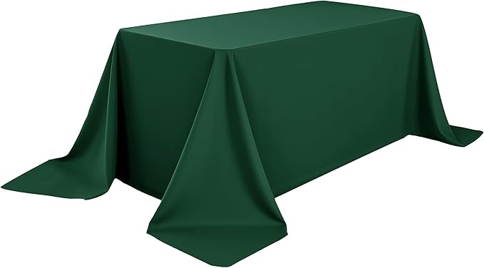 6-Pack 90x156 inch Blackish Green Table Cloths, Solid Stain and Wrinkle Resistant Oblong Tablecloth, Premium Plain Weave Polyester Fabric Rectangle Table Linen Covers for Hotel, Banquet