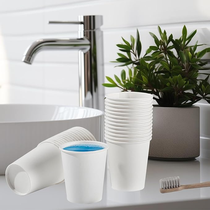 SIUQ 600 Pack 5 oz Paper Cups, Disposable Mini Bathroom Mouthwash Cups, Hot/Cold Drinking Cups, White Disposable Paper Cups for Bathroom, Home, Party, Office, Picnic, Travel