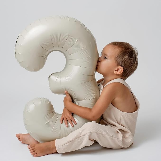 1 Balloon - Cream Birthday Number Balloons, 40 Inch Large Foil Balloons for Men Women Boys Girls Cream Themed Birthday Decorations