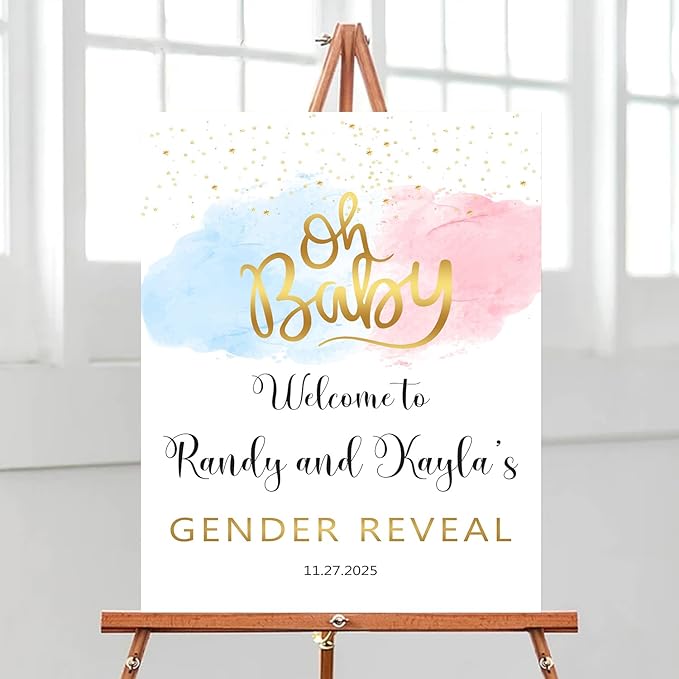 Welcome Gender Reveal Sign With Stand, Gender Reveal Sign, Boy Or Girl Gender Reveal Sign, Yard Boy Or Girl, Gold Star Gender Reveal Theme, Oh Baby Sign For Gender Reveal
