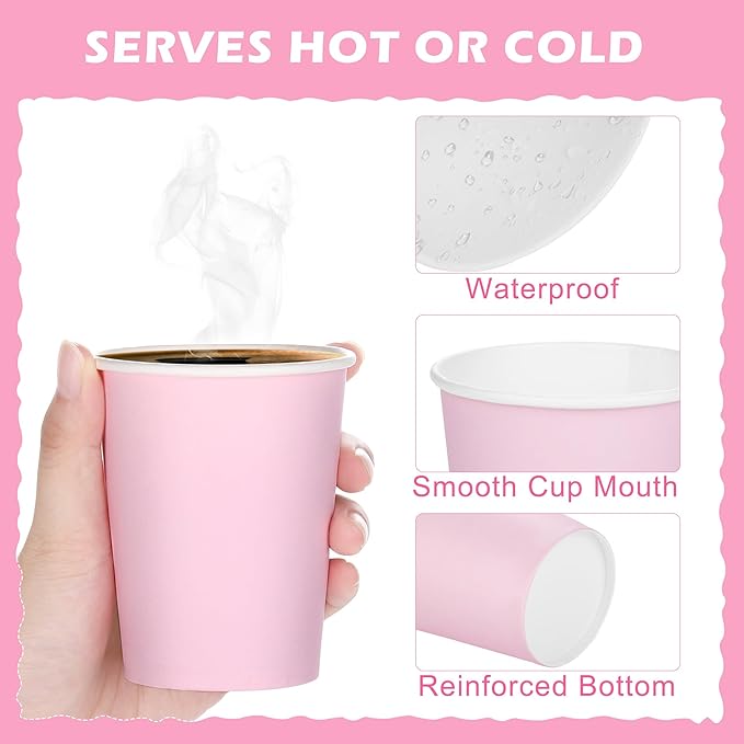 URATOT 120 Pieces 9 Ounce Disposable Paper Cups Pastel Rainbow Party Cups Drinking Cups for Party, DIY and Holiday, 6 Colors