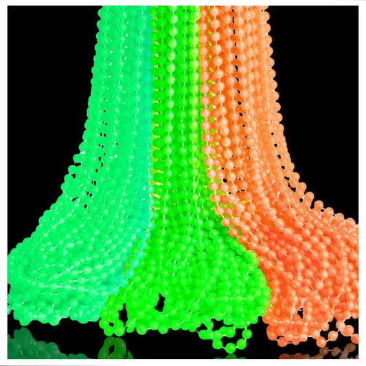 Glow in the Dark Beads Necklaces Glow Party Supplies, 33" Yellow Green Orange UV Black Light Necklaces for Glow Party Favors Night Accessories, Halloween Birthday Party Decorations