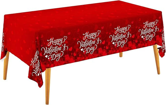 Valentine's Decorations : 2-Pack Waterproof, Disposable Tablecloths, 54x108, with Romantic Heart-Themed Design - Galentine's and Valentine's Party Supplies for Memorable Tables