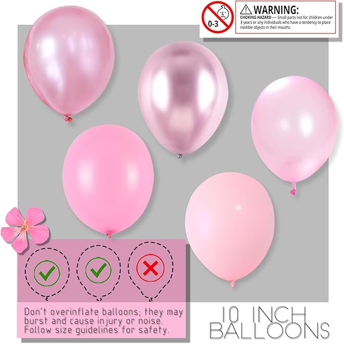 Balloon Stand Kit for Floor Set of 2,Pink Pearl Metallic 10inch Balloon Arch Column,Balloon Tower with Bases for Floor,Table Backdrop Decoration for Princess Party Baby Shower Birthday Graduation