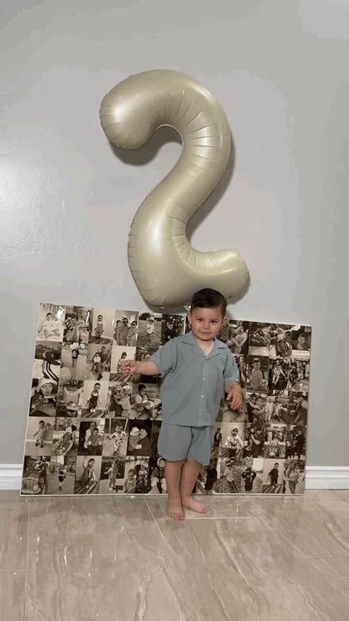1 Balloon - Cream Birthday Number Balloons, 40 Inch Large Foil Balloons for Men Women Boys Girls Cream Themed Birthday Decorations