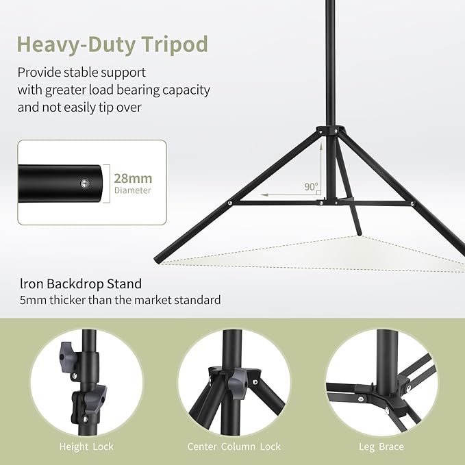 Backdrop Stand 10x7ft(WxH) Photo Studio Adjustable Backdrop Stand Kit Photography Backdrops with 4 Crossbars, 6 Clamps, 4 Spring Clip, 2 Sandbags and Carry Bag for Parties/Wedding/Photography