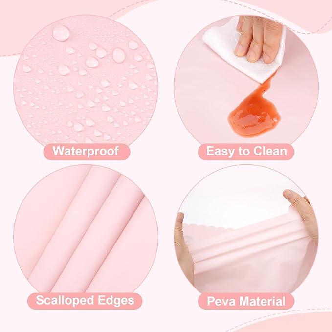 3 Pack Plastic Light Pink Tablecloth, Disposable Scalloped Edge Table Cloth Waterproof Rectangle Pink Table Cover for Birthday Bridal Wedding Baby Shower, 54 X 108 Inch