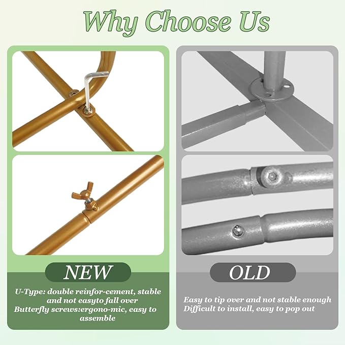 7.2FT Metal Wedding Arch Backdrop Stand Gold Arched Background Stand Balloon Arch Stand for Wedding Ceremony Baby Shower Party Birthday Anniversary Graduation Garden Decoration