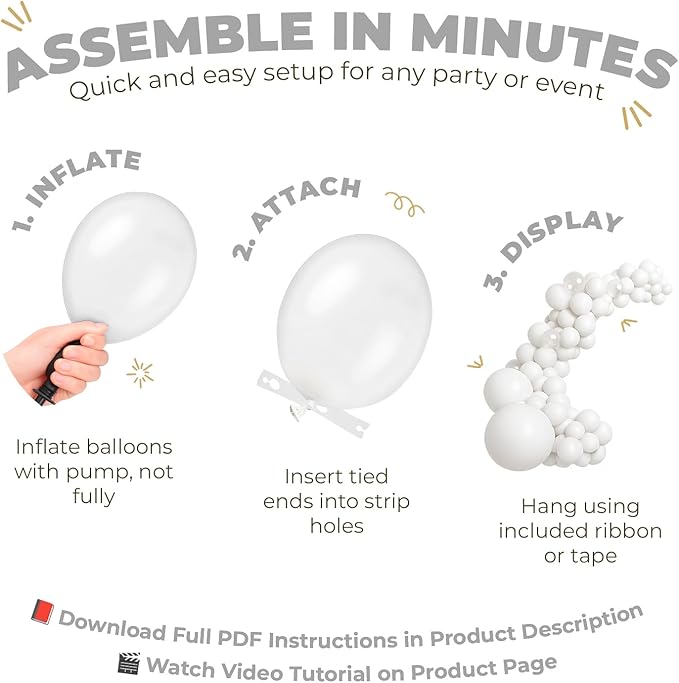 Balloon Garland Arch Kit – 146 Pcs Clear Balloons for Baby Shower, Birthday, Gender Reveal, Wedding Party – DIY Kit by Vellax™