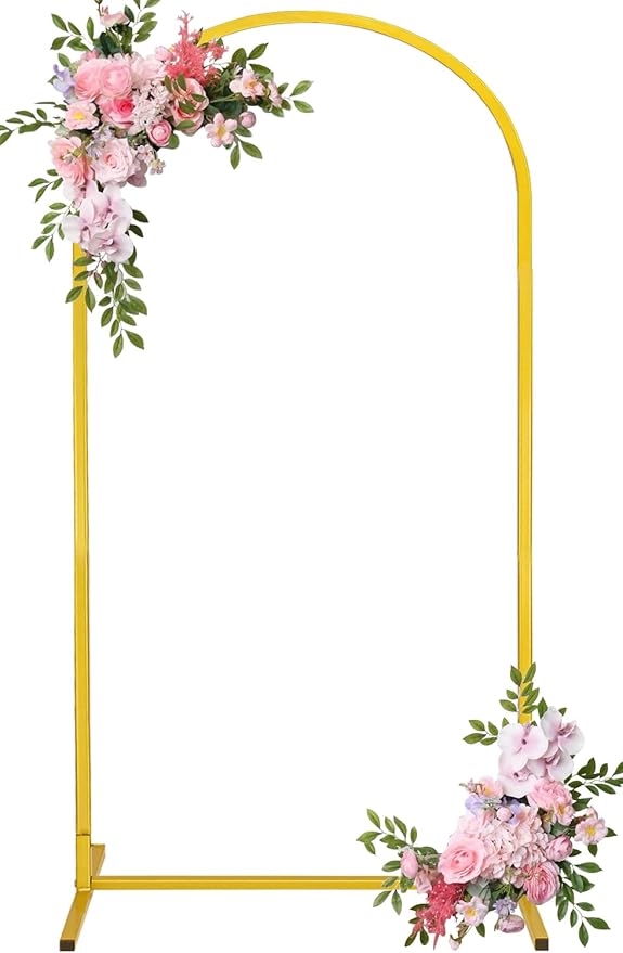 Fivenl Arch Backdrop Stand 6FT Balloon Arch Stand Stable Gold Wedding Arch Frame Metal Arch Backdrop Stand for Wedding Ceremony Birthday Party Bridal Baby Shower Banquet Decoration