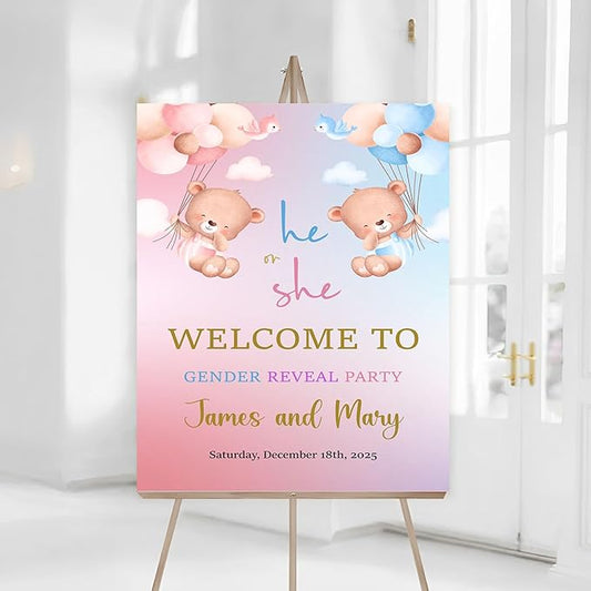 Baby Sign For Backdrop, Baby Boy Or Girl Sign Gender Reveal, Bear Gender Reveal Welcome Sign, Neutral Theme Gender Reveal Decor, Gender Reveal Theme Ballons