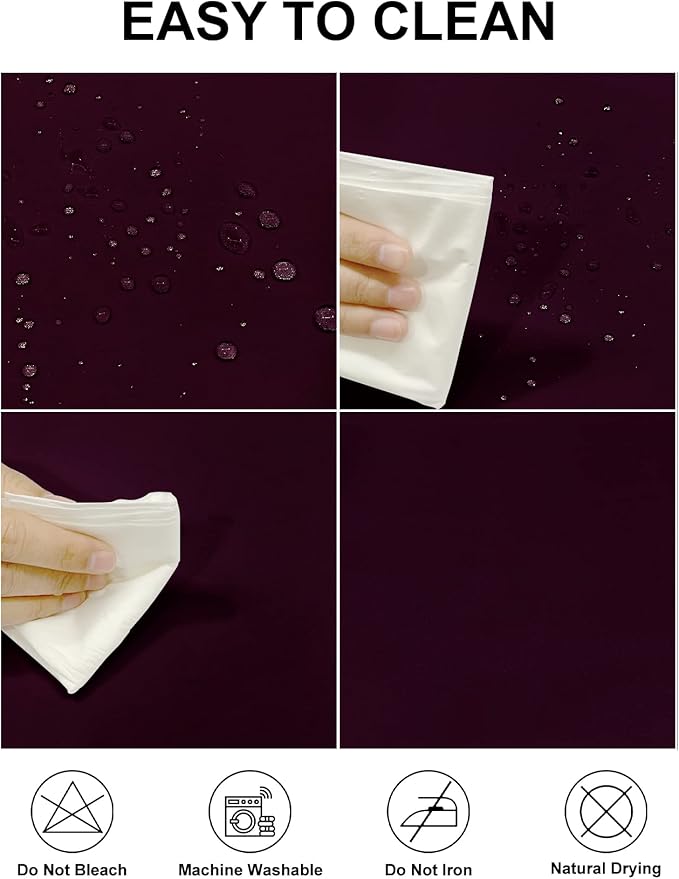 Fokitut 2 Pack Waterproof Rectangle Tablecloth, 60x102 Inch, Stain Resistant and Wrinkle Polyester Table Cloth, Fabric Table Cover for Kitchen Dining, Wedding, Party, Holiday Dinner-Eggplant