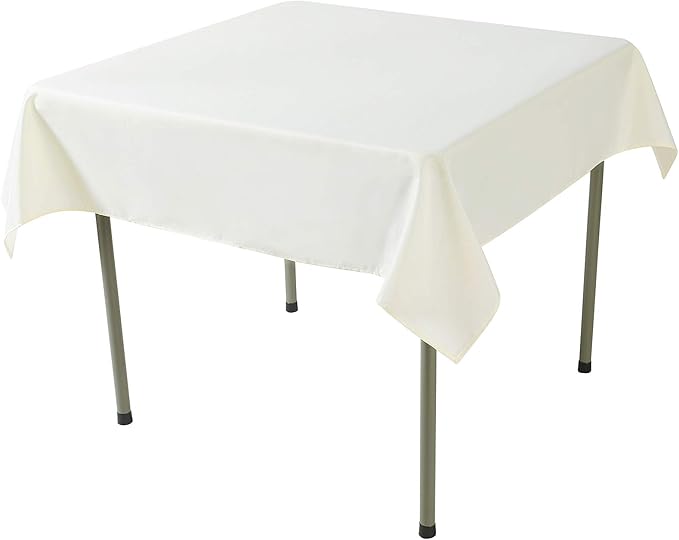 Cupuamon Square Tablecloth 52x52 inch Washable Polyester Fabric Table Cloth for Wedding Party Dining Banquet Decoration（52x52,Ivory）