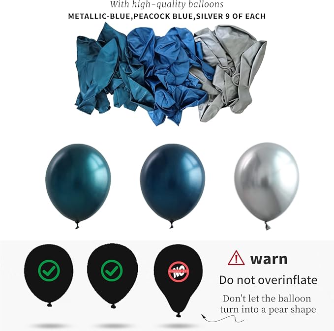 Balloon Column Kit for Floor- Set of 2,Balloon Columns with Stand, Base and Pole,Balloon Tower Backdrop Decoration for Wedding, Baby Shower, Birthday Party, or Bachelorette Parties (BLUE SILVER)