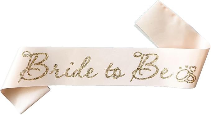 Rose Gold Bride to Be Sash for Bridal Shower Bachelorette Party Wedding Hen Party Decorations Engagement Gifts Favors Miss to Mrs Sash with Glitter Letter Gold